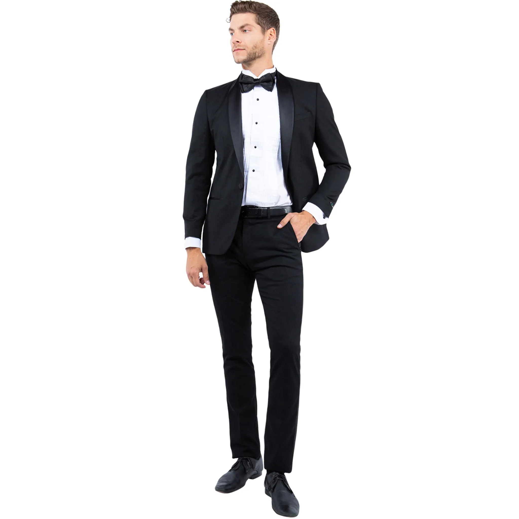 Slim Fit Black Shawl Tuxedo