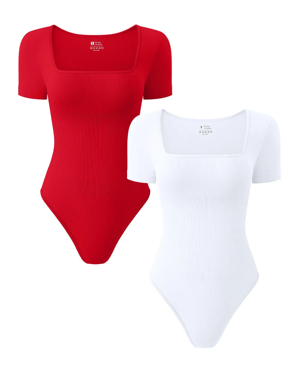 Square Neck Short Sleeve Bodysuits