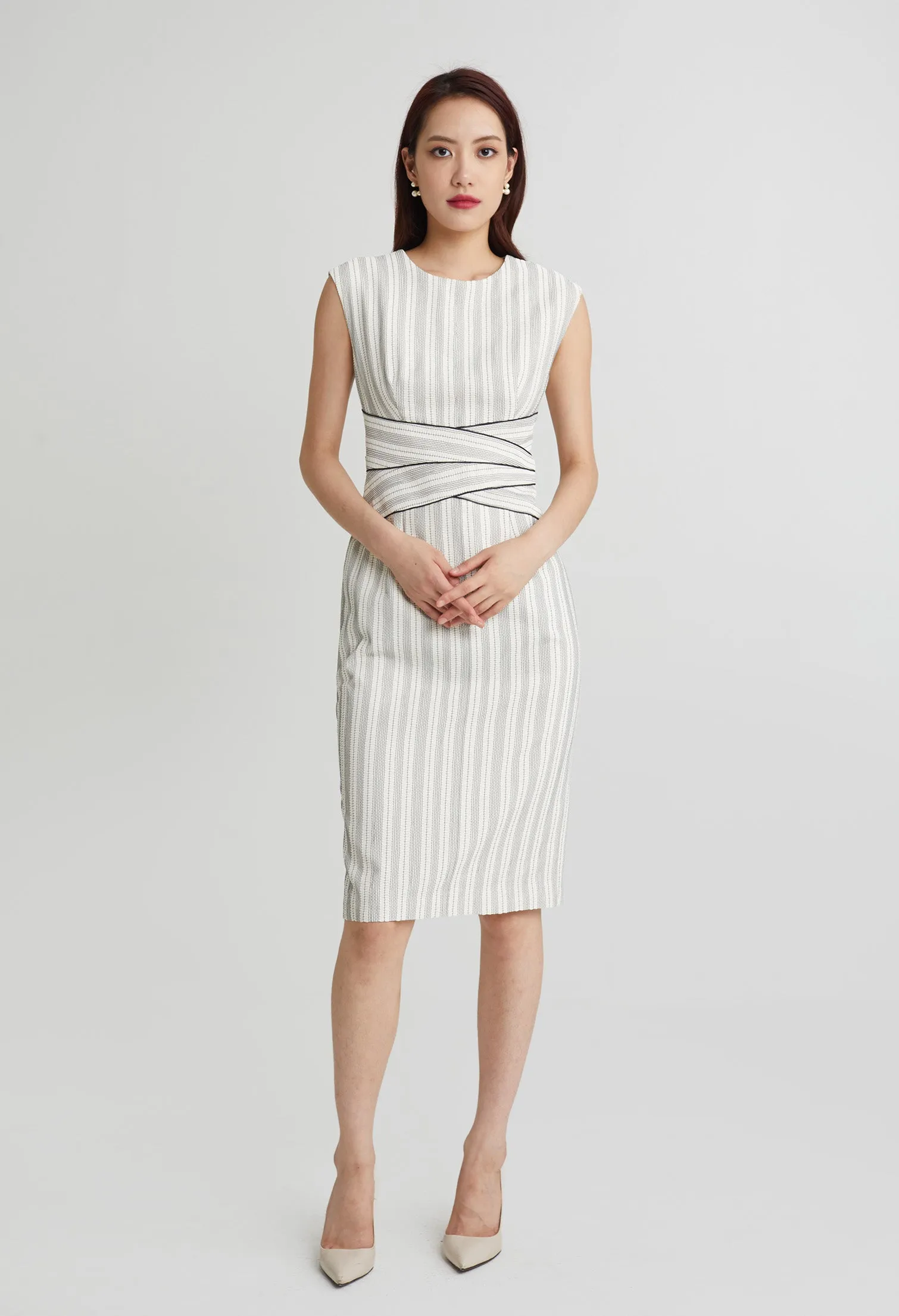 Stacked-On Stripe Midi Dress