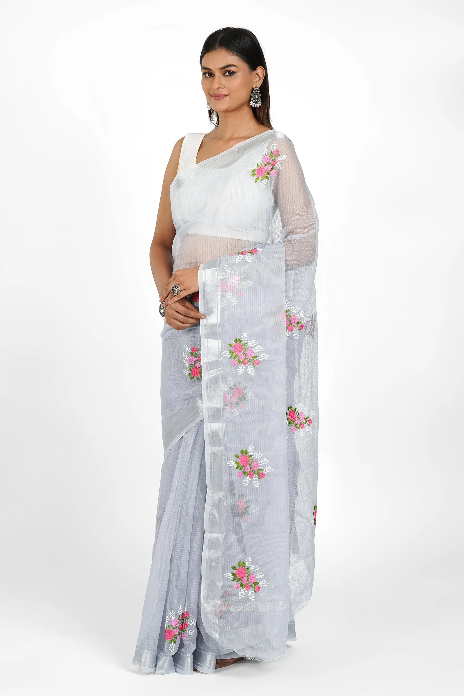 Teejh Aisha Kota Embroidered Saree