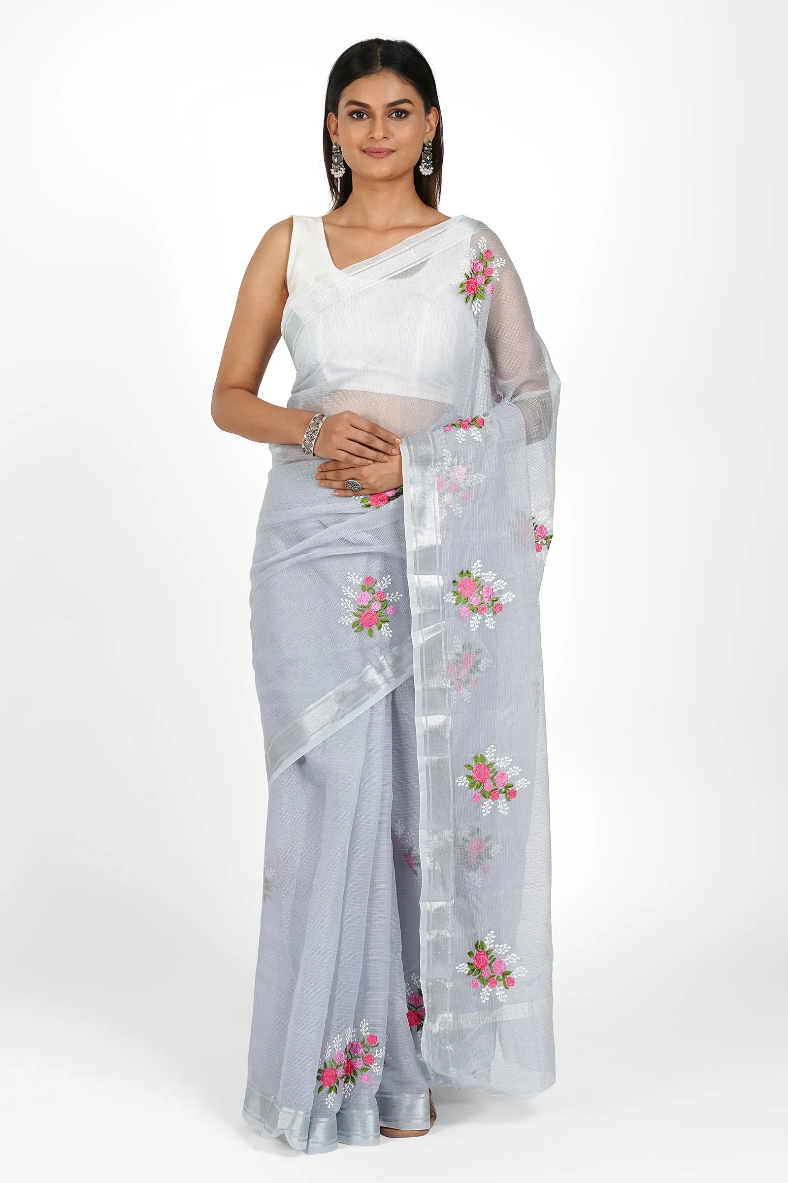 Teejh Aisha Kota Embroidered Saree