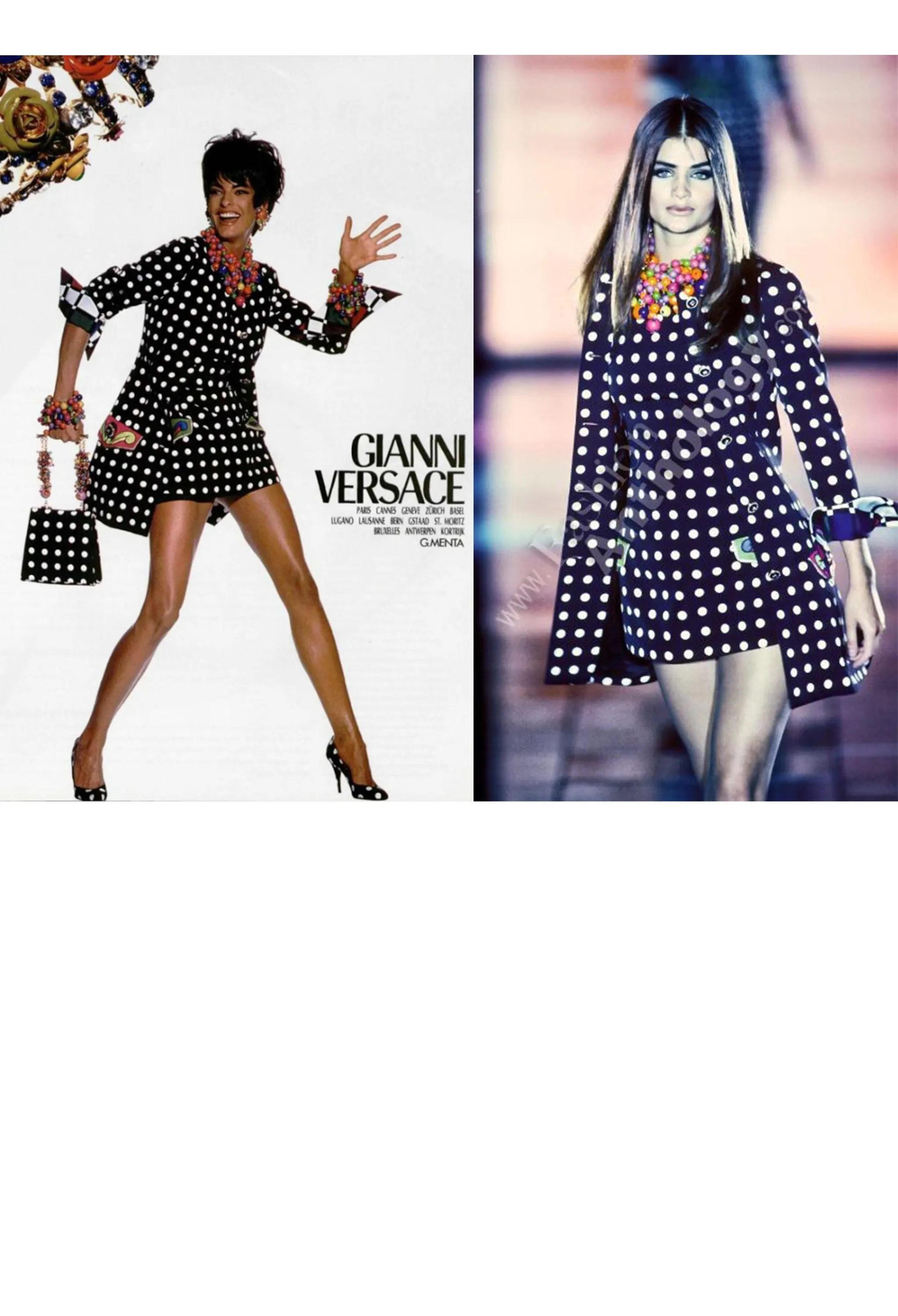 VERSACE BLACK & WHITE DOT COAT WITH FANCY CUFFS 1991