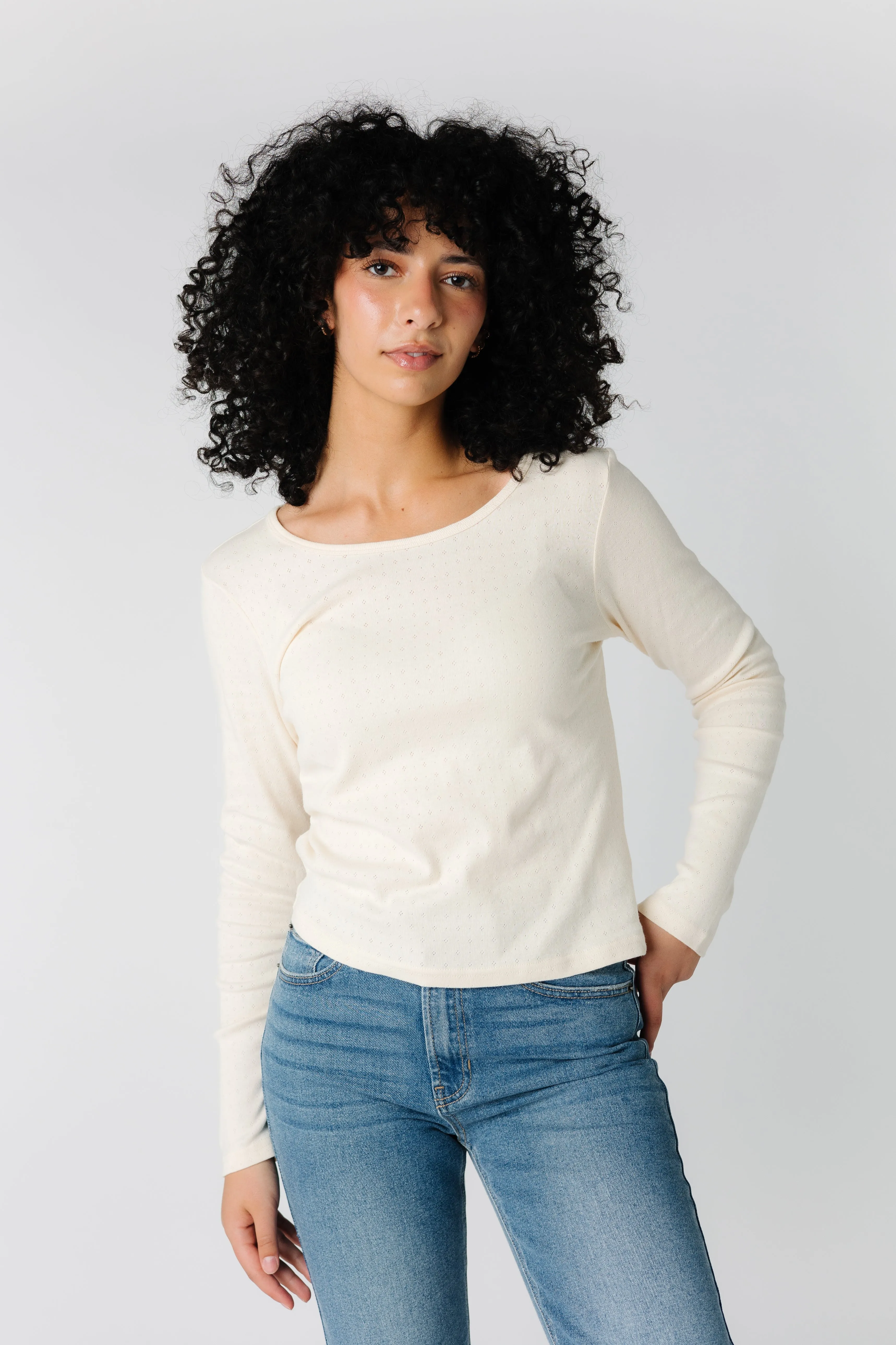 Weekend Pointelle Long Sleeve Tee