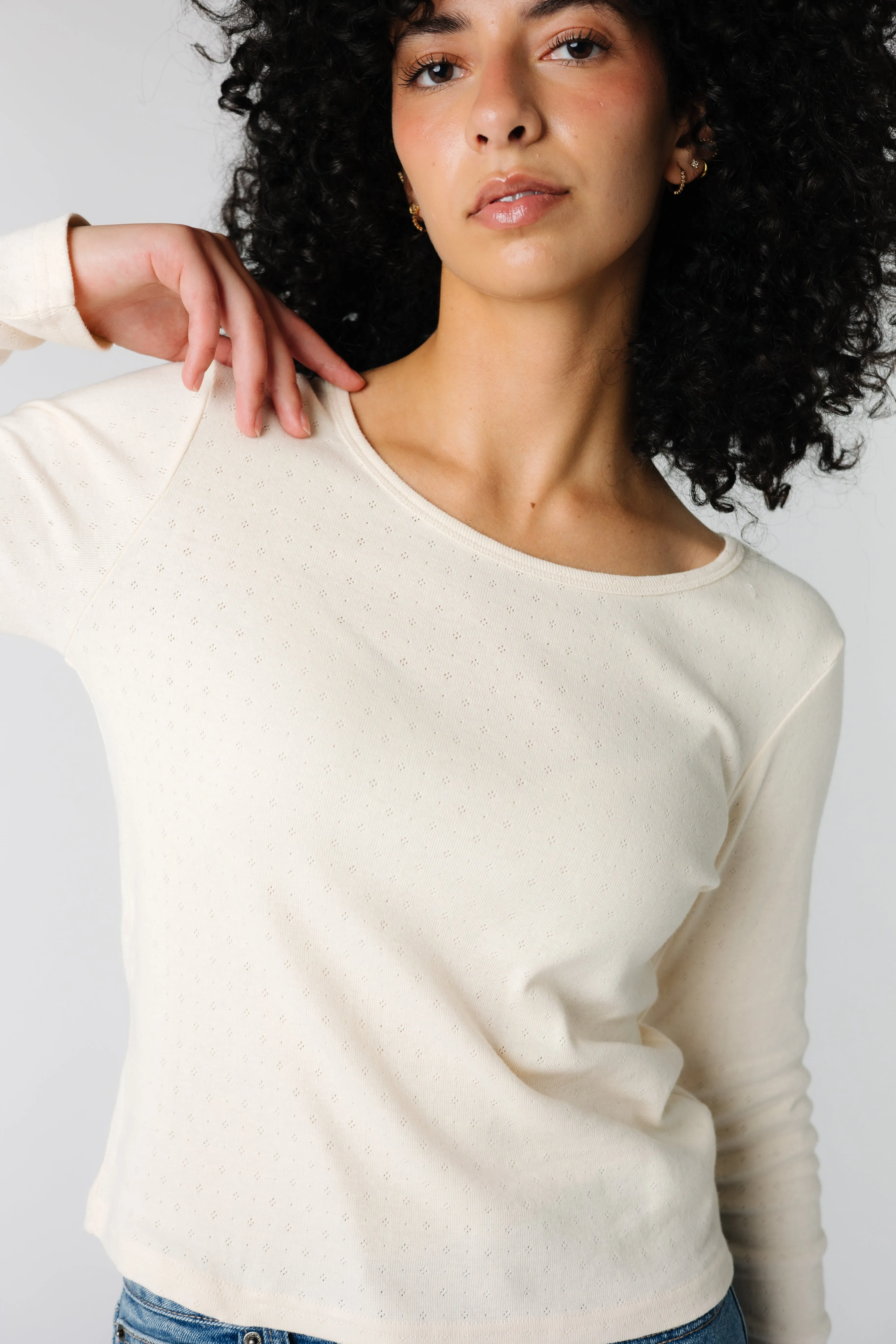 Weekend Pointelle Long Sleeve Tee