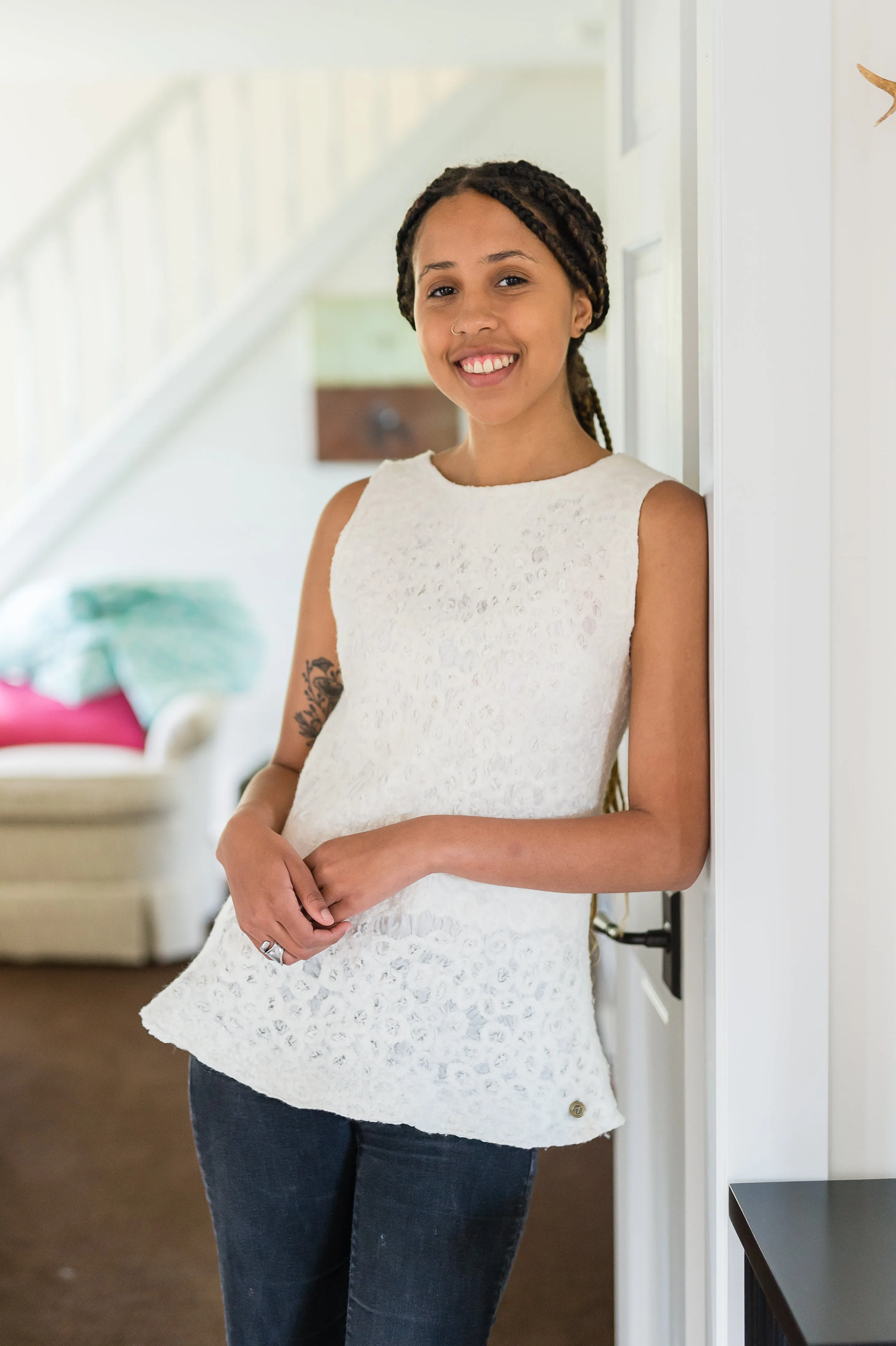 White Drape-back Classic Top