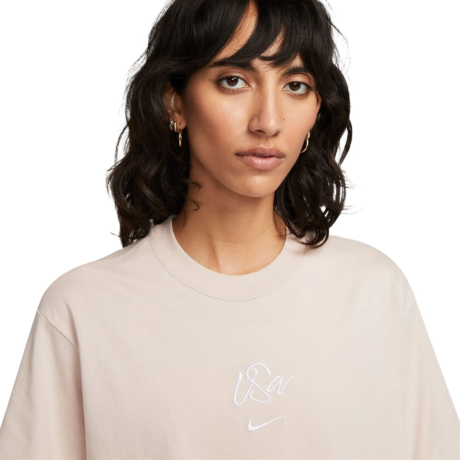 Women's Nike USA Script Crop Stone Tee